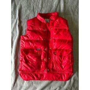 Vintage Sirdar Red Down Puffer Vest Snap Front Western Yoke AD17333 Size 150